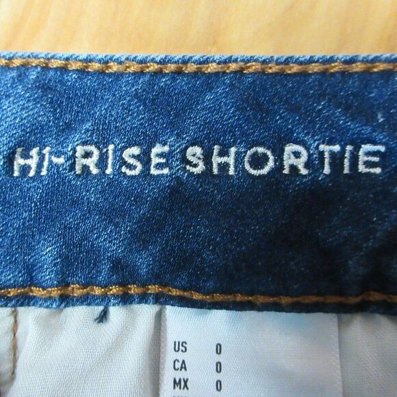 AMERICAN EAGLE Hi-Rise Shortie Womens Size 0 Frayed Hem Ripped Denim Jean Shorts - Picture 11 of 16